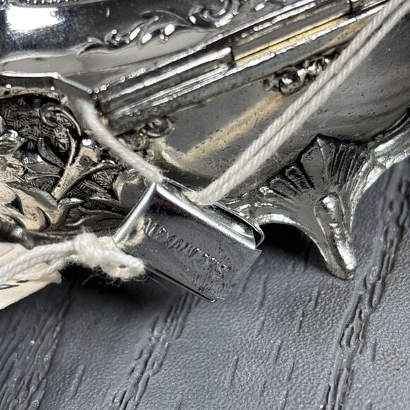 NOS New Trinket Box Silver Tone Velvet Lined Footed Ornate Small - Alexanders - Picture 5 of 7